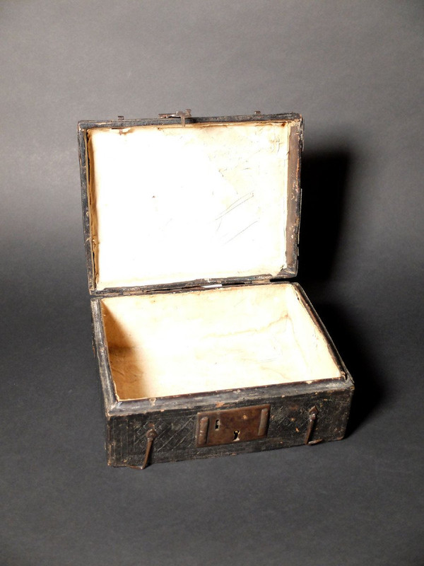 Custodia in pelle d'epoca Luigi XIV