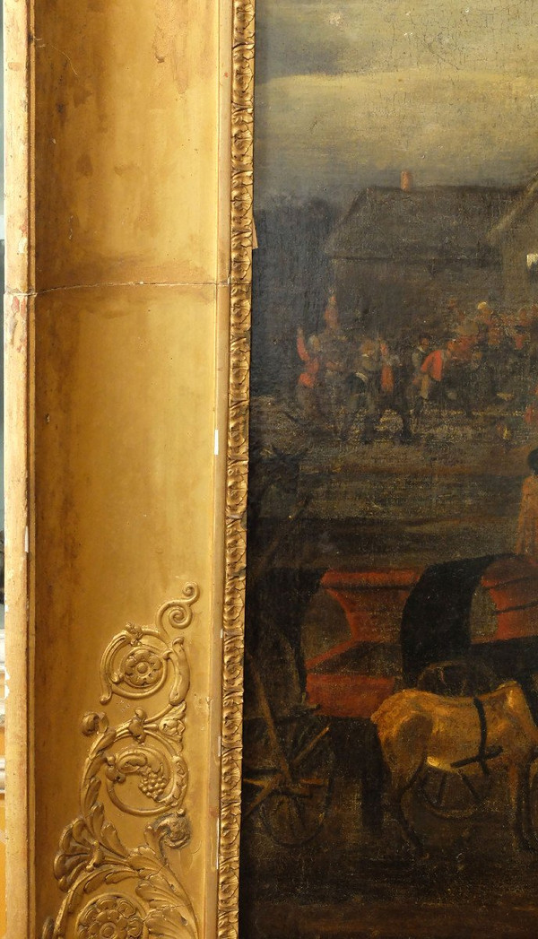 Importante dipinto del XVII secolo "Fiera fiamminga"