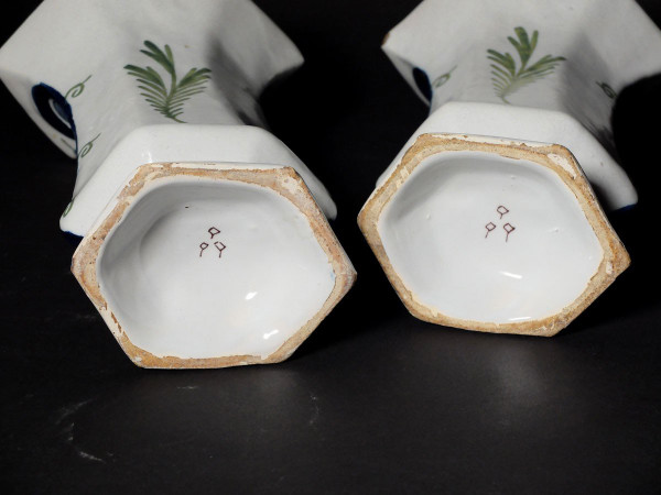 Pair of Delft earthenware vases - 19th century