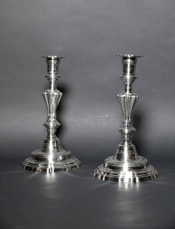 Pair of silver candlesticks from the Louis XV period