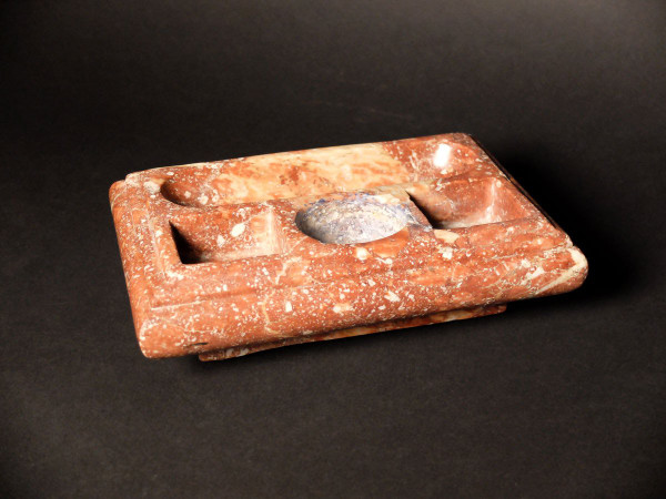 18th century pink marble inkwell
