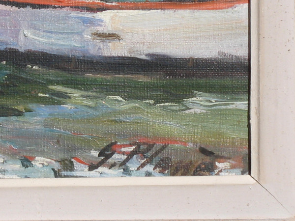 Vue du port de La Rochelle Huile sur toile encadrée et signée de Georges Planès