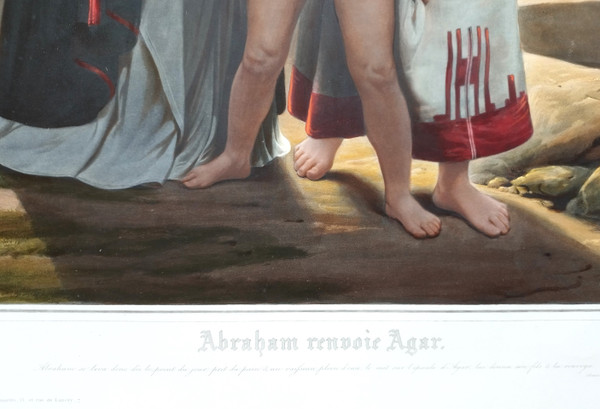 Große orientalische Aquarellgravur Abraham kehrt Hagar nach Horace Vernet 19. zurück