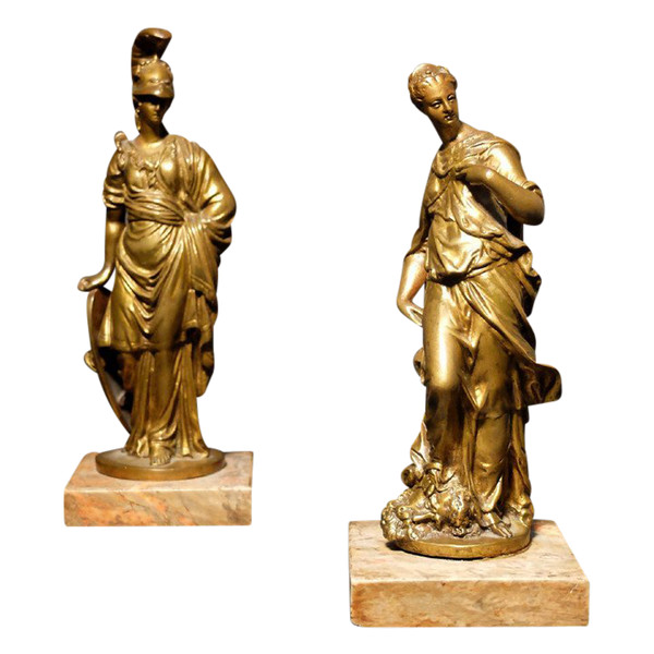 Paire de bronzes italiens - Minerve et Judith