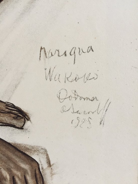 African man crouching. Lithograph by A. Iacovleff.