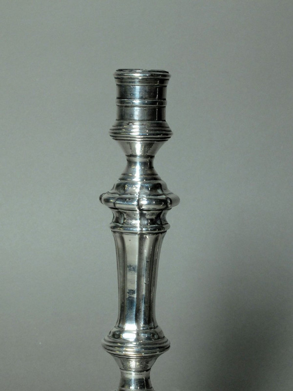 Pair of 18th century candlesticks in silver metal
