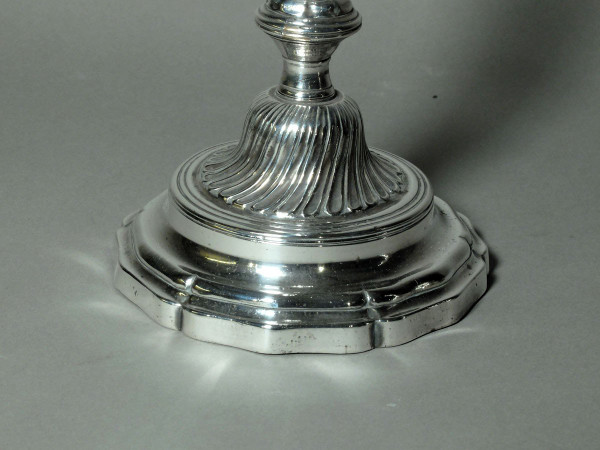 Pair of 18th century candlesticks in silver metal