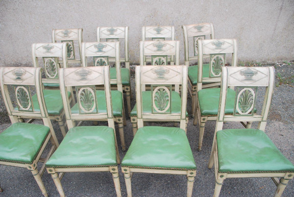 Suite di 12 sedie laccate Directoire