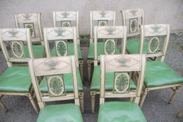 Suite di 12 sedie laccate Directoire
