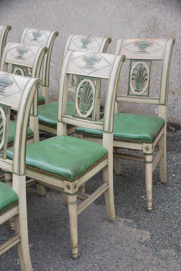 Suite di 12 sedie laccate Directoire