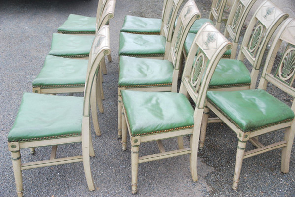 Suite di 12 sedie laccate Directoire