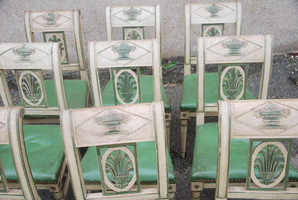 Suite di 12 sedie laccate Directoire