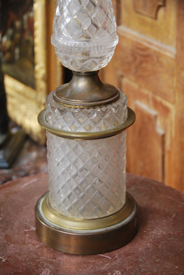 Charles X Style Crystal And Bronze Lamp