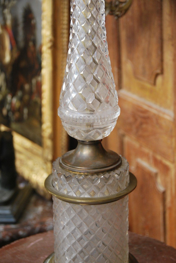 Charles X Style Crystal And Bronze Lamp