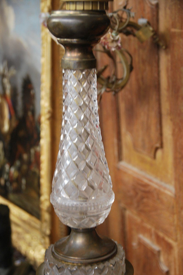 Charles X Style Crystal And Bronze Lamp
