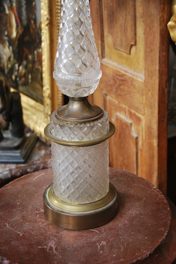 Charles X Style Crystal And Bronze Lamp