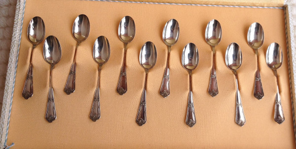 12 elegant espresso/mocha spoons in solid 800 silver