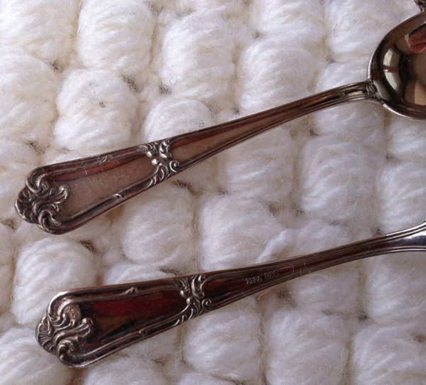 12 elegant espresso/mocha spoons in solid 800 silver
