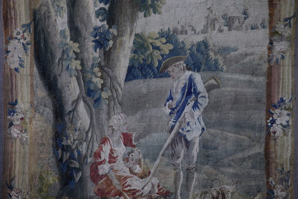 Aubusson tapestry, “The Hunters’ Halt” 18th century.