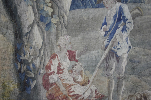 Aubusson tapestry, “The Hunters’ Halt” 18th century.