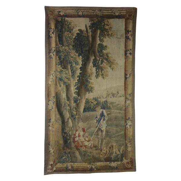 Tapisserie d’Aubusson, « La Halte des chasseurs » XVIIIème siècle.