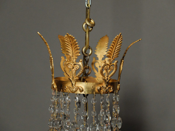 Empire-Korbluster aus vergoldeter Bronze und Kristall