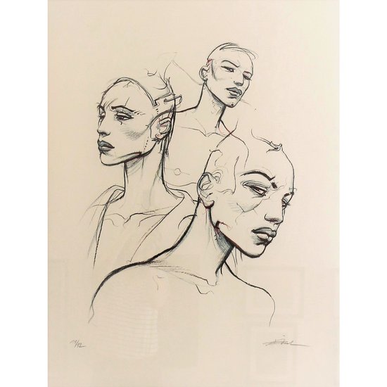 Enki BILAL (1951- ...), screenprint traced over by hand
