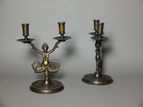 Pair of mermaid candlesticks in the Renaissance style