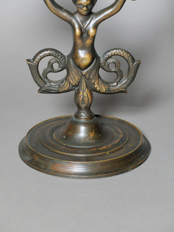 Pair of mermaid candlesticks in the Renaissance style