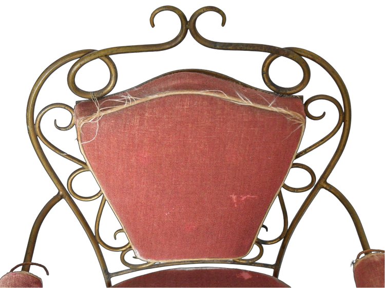 Attributed to René DROUET (1899 - 1993) 4 gilded wrought-iron chairs