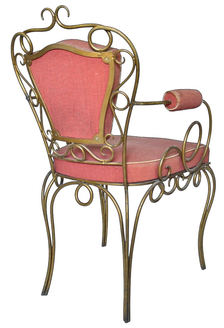Attributed to René DROUET (1899 - 1993) 4 gilded wrought-iron chairs