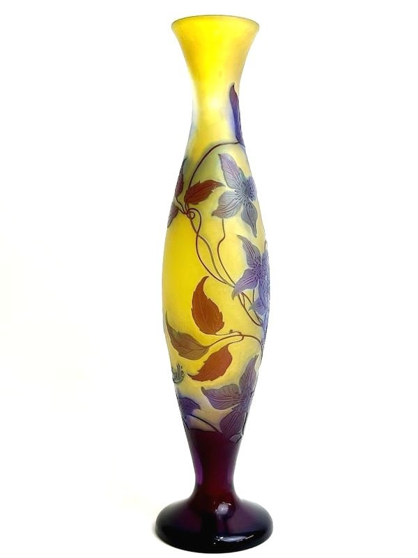 Emile Gallé Art Nouveau "clematis" vase