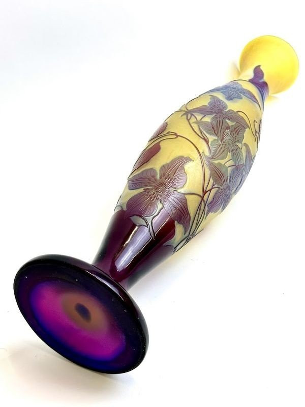 Emile Gallé Art Nouveau "clematis" vase