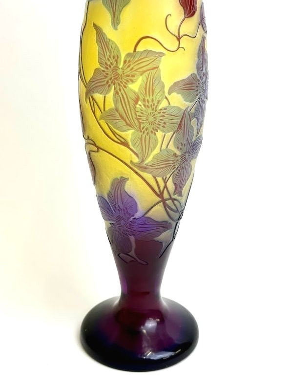 Emile Gallé Art Nouveau "clematis" vase