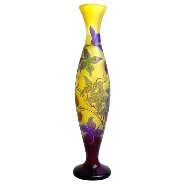 Vaso "clematis" in stile Art Nouveau di Emile Gallé