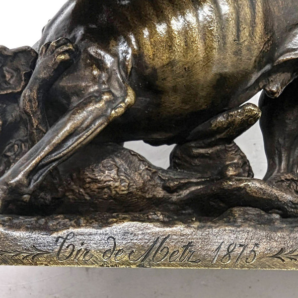 Tierische Bronze Von Pierre-jules Mène Hund Und Fuchs