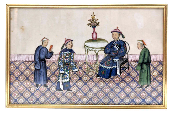 Series Of 4 Chinese Gouaches On 19th Century Rice Paper
