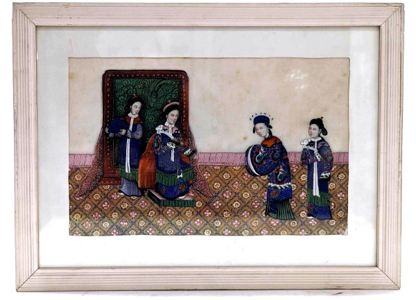 Series Of 4 Chinese Gouaches On 19th Century Rice Paper