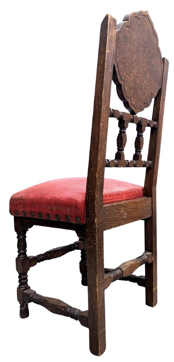 6  Chaises Orientales  Algérie 1900 Incrustations De Nacre Et d'étain  Dessus Velours Rouge