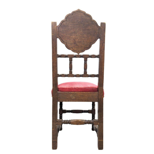 6  Chaises Orientales  Algérie 1900 Incrustations De Nacre Et d'étain  Dessus Velours Rouge