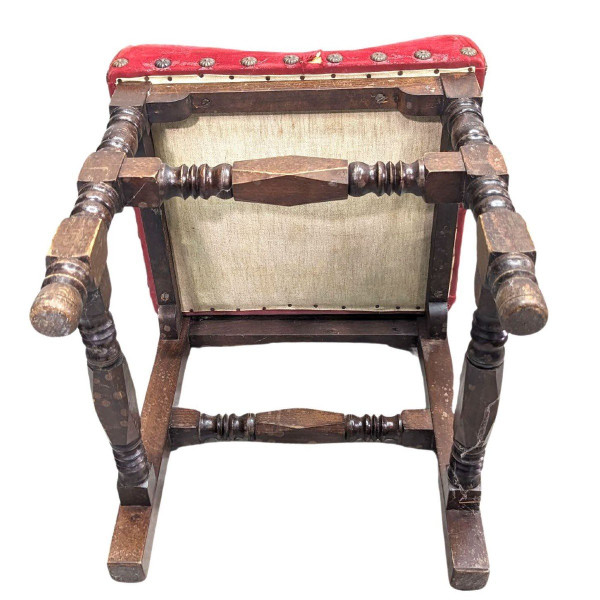 6  Chaises Orientales  Algérie 1900 Incrustations De Nacre Et d'étain  Dessus Velours Rouge