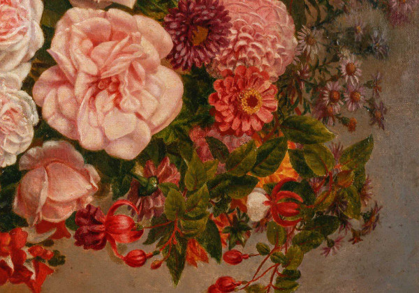 Oil Painting on Canvas Flowers Circa 1880