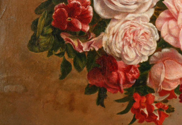 Oil Painting on Canvas Flowers Circa 1880