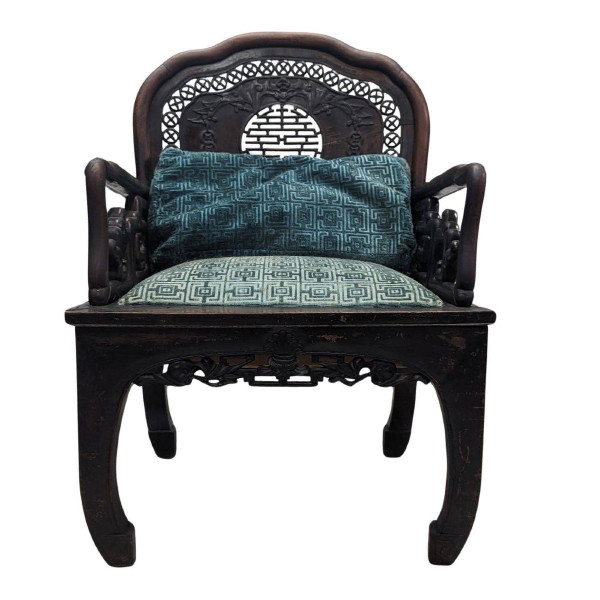 Salon Indochinois 1900 En Bois Exotique à Décor De Chauve Souris