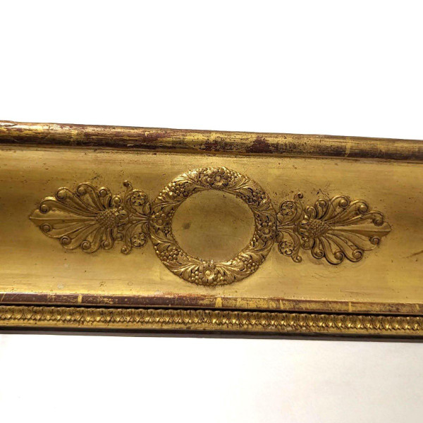 Miroir Ancien En Bois Et Stuc Doré d'époque Restauration.