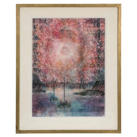 Henri PFEIFFER (1907-1994), baraques sous un feu d'artifices, 1928