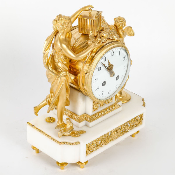 A 19th Century White Marble and Gilt Bronze Clock