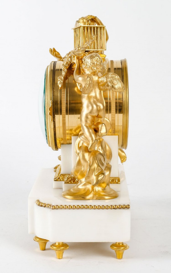 A 19th Century White Marble and Gilt Bronze Clock