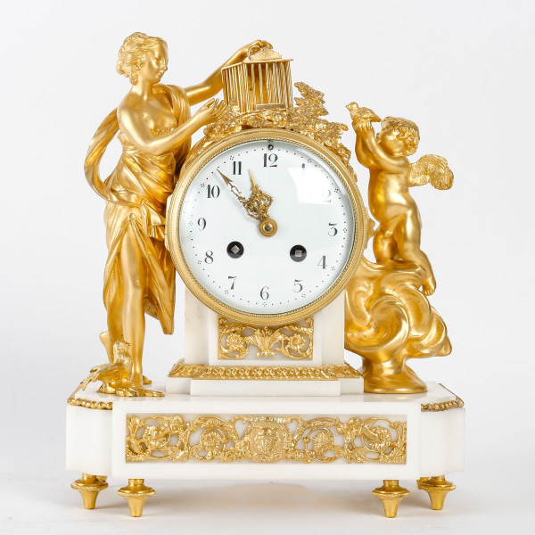 A 19th Century White Marble and Gilt Bronze Clock