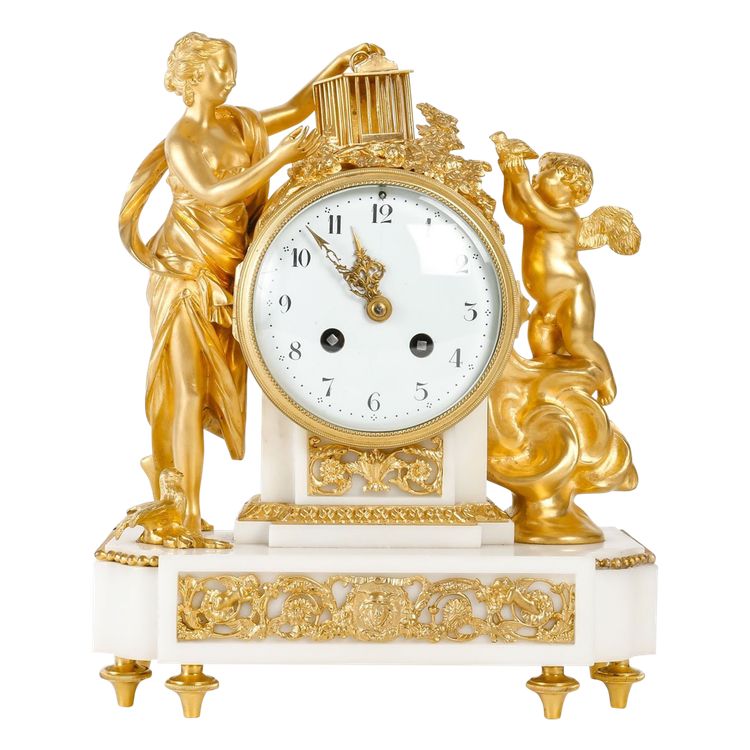 A 19th Century White Marble and Gilt Bronze Clock